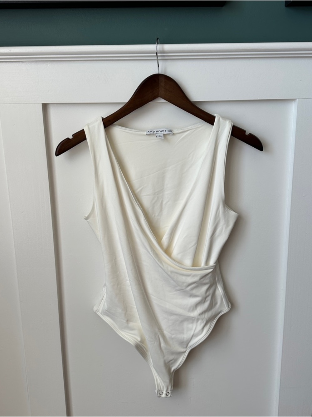 NWOT And Now This Ivory Draped V-Neck Bodysuit
